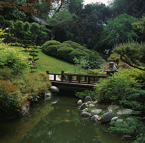 A_WOODEN_BRIDGE_AND_STREAM_IN_THE_JAPANESE_GARDEN_AT_THE_HUNTINGTON_BOTANICAL_GARDENS__LOS_ANGELES__