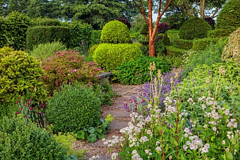 THE_LASKETT_GARDENS_HEREFORDSHIRE_DESIGNER_ROY_STRONG_THE_SERPENTINE_WALK_JULY_SUMMER_CLIPPED_TOPIAR