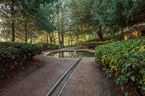 ROUSHAM_OXFORDSHIRE_JANUARY_WINTER_THE_RILL_COLD_POOL_COLD_BATH_WATER_CANAL_WOODLAND