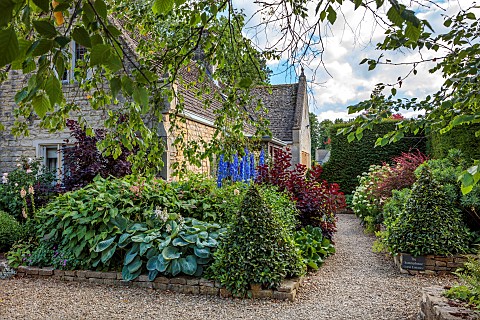 THE_SUMMERHOUSE_OXFORDSHIRE_FRONT_GARDEN_SHADE_SHADY_PATHS_HOSTAS_DELPHINIUMS_PERSICARIA_HOUSE_COTSW