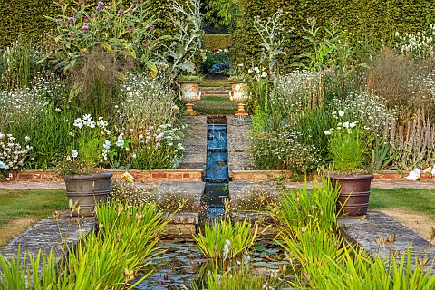 HIGHLANDS_SUSSEX_WHITE_GARDEN_ONOPORDUM_ACANTHIUM_BARN_LAWN_PATHS_POND_POOL_BORDERS_WATER_FEATURE_WH