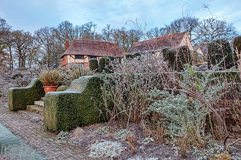 LONG_BARN_GARDENS_KENT_FROST_WINTER_HEDGES_HEDGING_BORDERS_CLIPPED_YEW