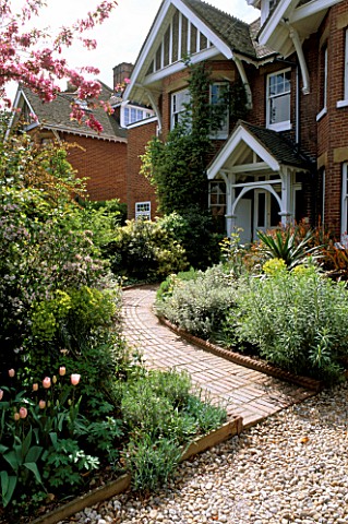 FRONT_GARDEN_DESIGNED_BY_JUDITH_SHARP_WITH_CURVED_PATH_TULIP_DOUGLAS_BADER_EUPHORBIAS