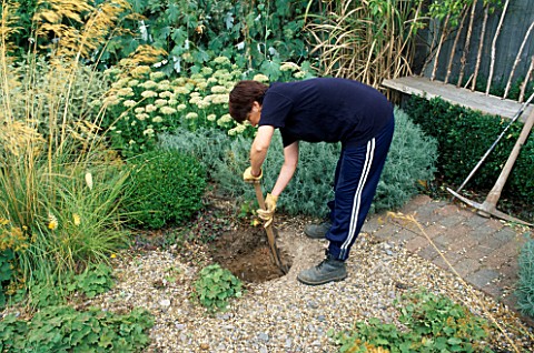 WATER_FEATURE_STEPBYSTEP_LOUISE_HAMPDEN_DIGGING_A_HOLE_IN_THE_GRAVEL
