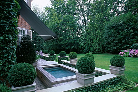 DECKED_TERRACE_WITH_BOX_BALLS_AND_HOT_TUB_WITH_LAWN_BEYOND