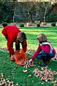 CLARE AND HARRIET PREPARE TP PLANT OUT THE BULBS OF NARCISSUS YELLOW CHEERFULNESS