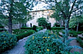 LA CHABAUDE  FRANCE. DESIGNER - PHILIPPE COTTET: THE HOUSE FROM THE PARTERRE