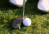 GOLF BALL WITH PUTTER AND SHOES
