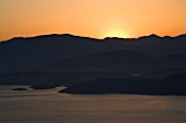 CORFU  GREECE: THE ALBANIAN COASTLINE AT DAWN. SUNRISE