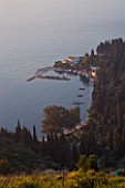 CORFU  GREECE: VIEW OF THE SHELTERED BAY OF KOULOURA IN THE EARLY MORNING