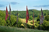 THROUGHAM COURT  GLOUCESTERSHIRE. DESIGNER: CHRISTINE FACER: BANNERS BY SHONA WATT IN THE WILD GRASS MEADOW