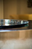 DAVID HARBER SUNDIALS: WATER FEATURE - THE CHALICE IN HALLWAY - CLOSE UP OF ENGRAVING