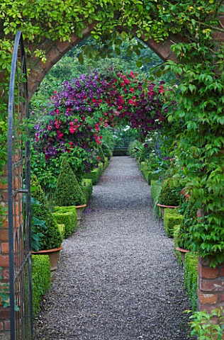 WOLLERTON_OLD_HALL__SHROPSHIRE_VIEW_ALONG_THE_LONG_WALK_FROM_THE_ROSE_GARDEN_ARCH_WITH_ROSA_CRIMSON_