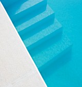 THE ROU ESTATE  CORFU: THE SWIMMING POOL - WHITE AND BLUE ABSTRACT IMAGE