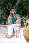 THE KAPARELLI ESTATE  CORFU - CLARE SKINNER AND DAUGHTERS RELAX IN THEIR GARDEN