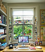JOA STUDHOLMES LONDON HOME: STUDY/OFFICE AREA LOOKING OUT ONTO GARDEN