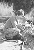DOMAINE DU RAYOL  FRANCE: BLACK AND WHITE PHOTOGRAPH OF THE HEAD GARDENER  STAN