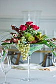 VILLA GIUSEPPINA  LAKE COMO  ITALY - GLASS VASE OF FLOWERS IN THE DINING ROOM