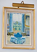 DESIGNER JANE CHURCHILL : PAINTING IN DRAWING ROOM BY ALICE WYNNE  GRANDMOTHER OF JANE CHURCHILL