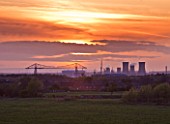 TEESSIDE  UNITED KINGDOM - THE MIDDLESBROUGH TRANSPORTER BRIDGE  TEES TRANSPORTER BRIDGE AT SUNSET -  INDUSTRY  INDUSTRIAL  HEAVY INDUSTRY