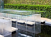 CHELSEA 2011 - B & Q GARDEN - GLASS TABLE WITH GOLDFISH