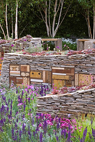 CHELSEA_2011__RBC_NEW_WILD_GARDEN_DESIGNED_BY_NIGEL_DUNNETT__DRY_STONE_WALLS_WITH_INSECT_HOUSES