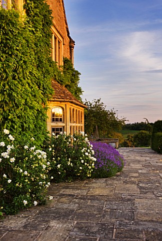 WHATLEY_MANOR__WILTSHIRE_VIEW_OF_THE_HOTEL_WITH_LAVENDER__AT_SUNSET