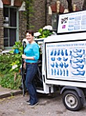 CHANTAL COADY HOUSE  LONDON: CHANTAL GETTING INTO THE ROCOCO CHOCOALTE DELIVERY VAN OUTSIDE HER HOUSE