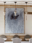 CHATEAU DU RIVAU  LOIRE VALLEY  FRANCE: PAINTING BY PHILIPPE BRAME IN THE ROYAL STABLES DINING ROOM
