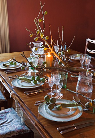 RICKYARD_BARN__OXFORDSHIRE_CHRISTMAS__LIVING_ROOM__DINING_TABLE_DECORATED_WITH_FIGS_AND_FIG_LEAVES_C