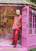 CHELSEA 2012 - KAFFE FASSETT PHOTOGRAPHED BY THE SHED DECORATED BY HIM WITH NEEDLEPOINT DESIGNS