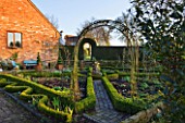 DIAL PARK  WORCESTERSHIRE: THE KNOT GARDEN WITH BOX (BUXUS) TOPIARY  IN WINTER