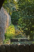SICILY  ITALY: SAN GIULIANO ESTATE: A CASCADING STONE WATERWAY FEEDS WATER DRAWN FROM A DEEP WELL INTO THE ARABIC GARDEN
