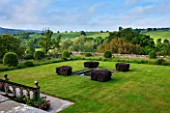 HADDON HALL, DERBYSHIRE: VIEW OF THE LOWER GARDEN IN JUNE FROM THE UPPER GARDEN
