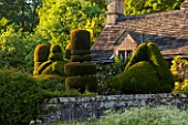 HADDON HALL, DERBYSHIRE: TOPIARY BESIDE THE RIVER WYE