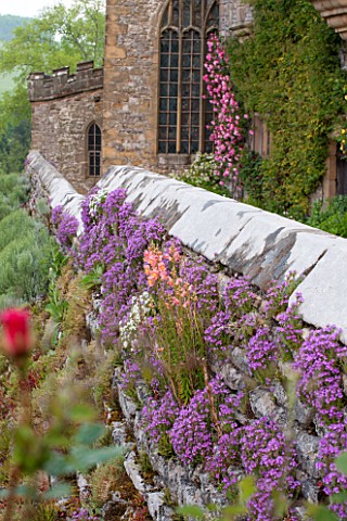 HADDON_HALL_DERBYSHIRE_WALL_WITH_FLOWERS_AND_VIEW_TO_THE_CHAPEL