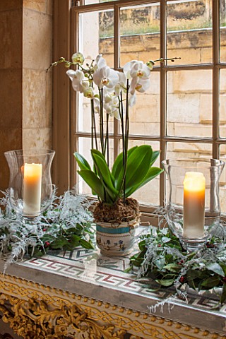 CASTLE_HOWARD_YORKSHIRE_CHRISTMAS__THE_ANTIQUE_PASSAGE_DECORATED_AT_CHRISTMAS_WITH_WHITE_ORCHIDS_CAN