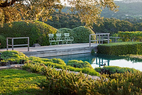 LA_JEG_PROVENCE_FRANCE_DESIGNER_ANTHONY_PAUL__SWIMMING_POOL_AND_DECK_WITH_CLIPPED_TOPIARY_MAY_MEDITE