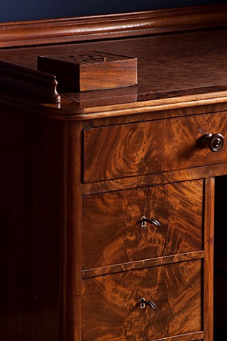 MORTON_HALL_WORCESTERSHIRE_DETAIL_OF_WRITING_DESK_IN_BEDROOM_CA_1870_WALNUT_ANTIQUE_COLLECTABLE