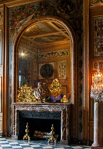 VAUX_LE_VICOMTE_FRANCE_THE_DINING_ROOM_DECORATED_FOR_CHRISTMAS_THE_MARBLE_FIREPLACE_MIRROR_BUST_OF_L