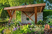 CHELSEA FLOWER SHOW 2017: THE MORGAN STANLEY GARDEN DESIGNED BY CHRIS BEARDSHAW - COUNTRY, COTTAGE, STYLE, PLANTING, LUPINS, FENNEL, PERGOLA, STONE, WALL