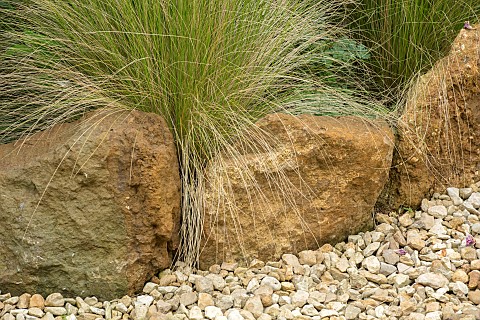 THE_CONIFERS_OXFORDSHIRE_DETAIL_OF_BORDER_EDGE_WITH_STONE_STIPA_TENUISSIMA_GRAVEL_COURTYARD_COTSWOLD