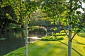 ABLINGTON MANOR, GLOUCESTERSHIRE: LAWN, COLN RIVER IN SUMMER, WATER
