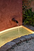 RADICEPURA GARDEN FESTIVAL, SICILY, ITALY: DESIGNER ANDY STURGEON, LAYERS, WALLS, WATER FEATURE, SPOUT, LIGHTS, LIGHTING, GRAVEL, CANAL