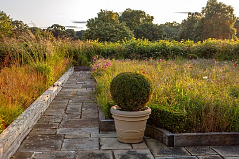 PRIVATE_GARDEN_GLOUCESTERSHIRE__DESIGNER_ANGEL_COLLINS_ROOF_TERRACE_WITH_WILDFLOWERS_TERRACOTTA_CONT