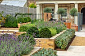 DESIGNER ANTHONY PAUL: SMALL, TOWN, FORMAL, GRAVEL, LAVENDER, RAISED, BEDS, CLIPPED, TOPIARY, LONDON