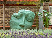 DESIGNER ANTHONY PAUL: SMALL, TOWN, FORMAL, LONDON, WALLS, HEAD SCULPTURE, LAVENDER