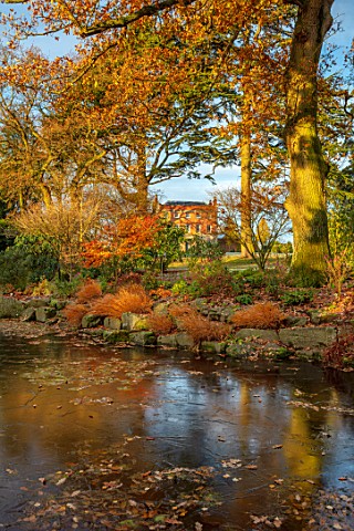 MORTON_HALL_GARDENS_WORCESTERSHIRE_THE_HALL_FROM_THE_STROLL_GARDEN_WINTER_HAKONECHLOA_MACRA_ACER_MAP