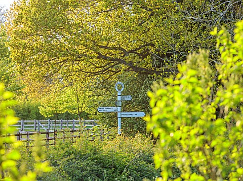 PRIORS_MARSTON_WARWICKSHIRE_SIGNPOST_IN_WOODLAND_SPRING_MAY