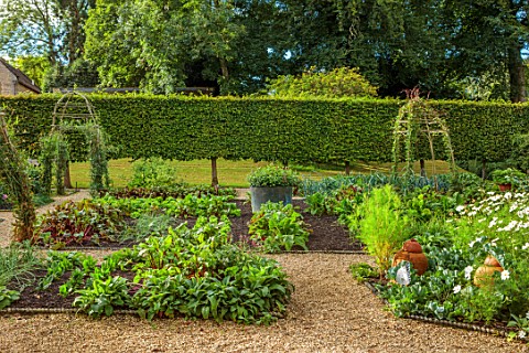 ROCKCLIFFE_GLOUCESTERSHIRE_POTAGER_VEGETABLE_KITCHEN_GARDEN_COUNTRY_HEDGES_HEDGING_PATH_ARCHES_COSMO